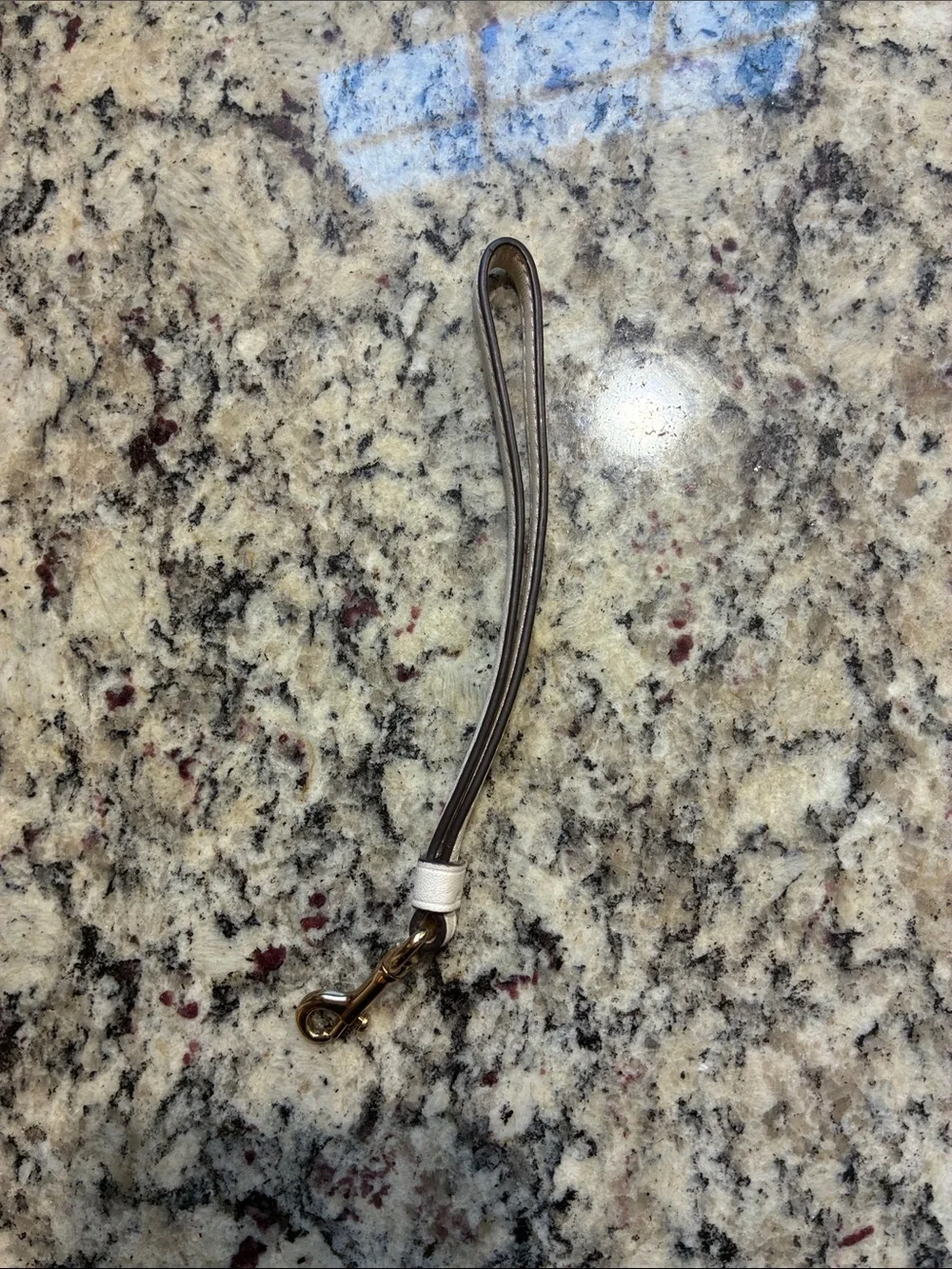 Coach Leather Wristlet Strap in Light Beige with Gold Hardware